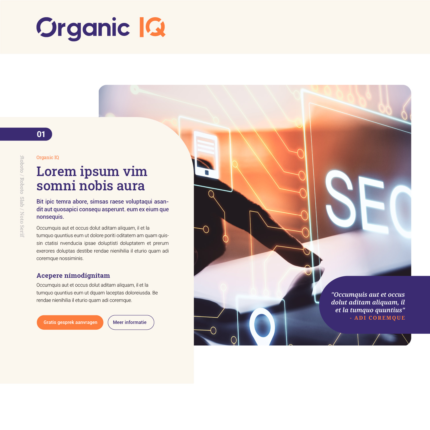 Merkidentiteit voor het DIY-SEO concept Organic IQ